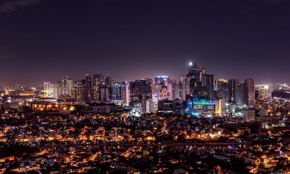 View of Makati city during night time