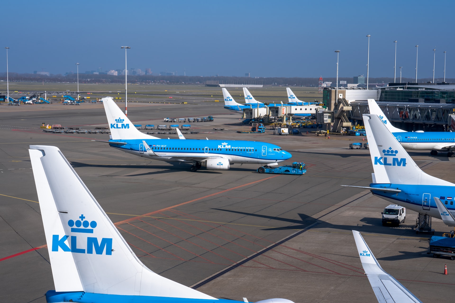 KLM airplanes on Netherlands airport