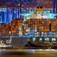 lights from cargo ships