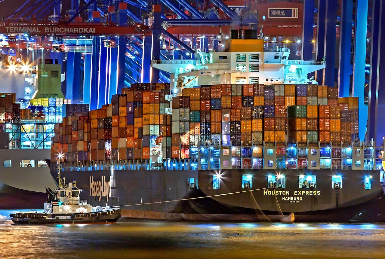 lights from cargo ships