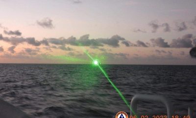 A military-grade laser light directed at a Philippine Coast Guard vessel