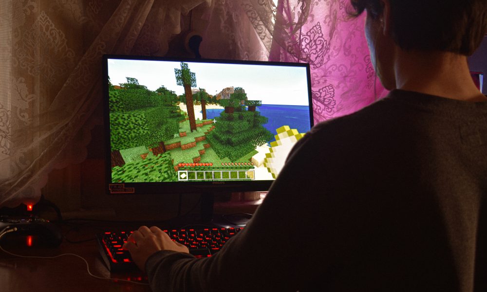 A person playing a computer game