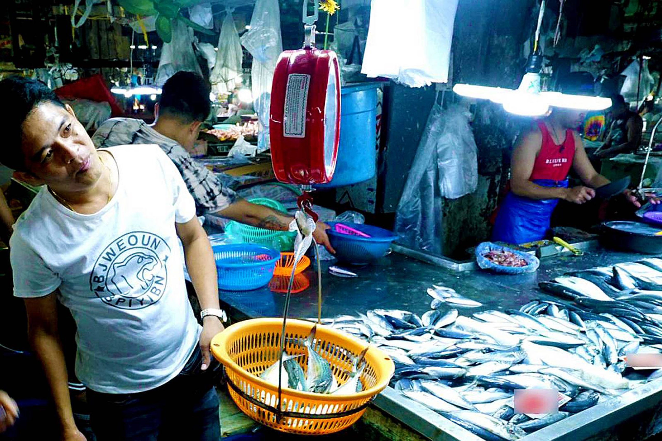Fish stall inside a market