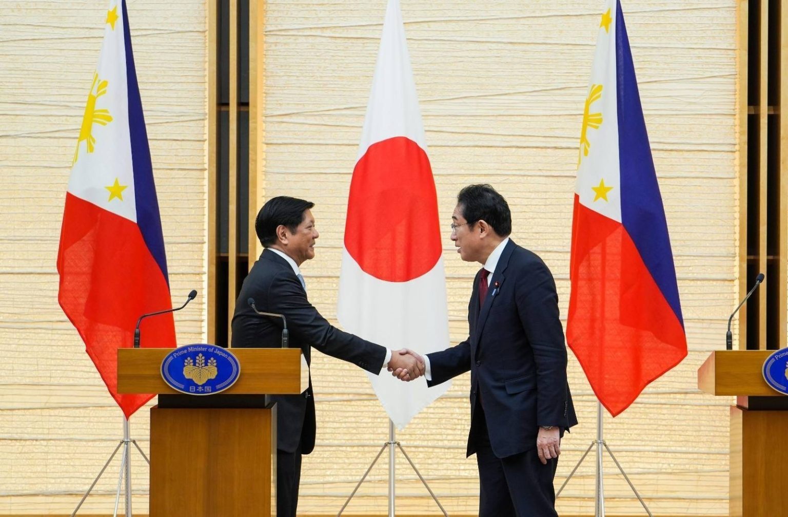 PBBM shakes hand with Japanese PM Fumio Kishida