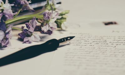 Purple flowers on a letter