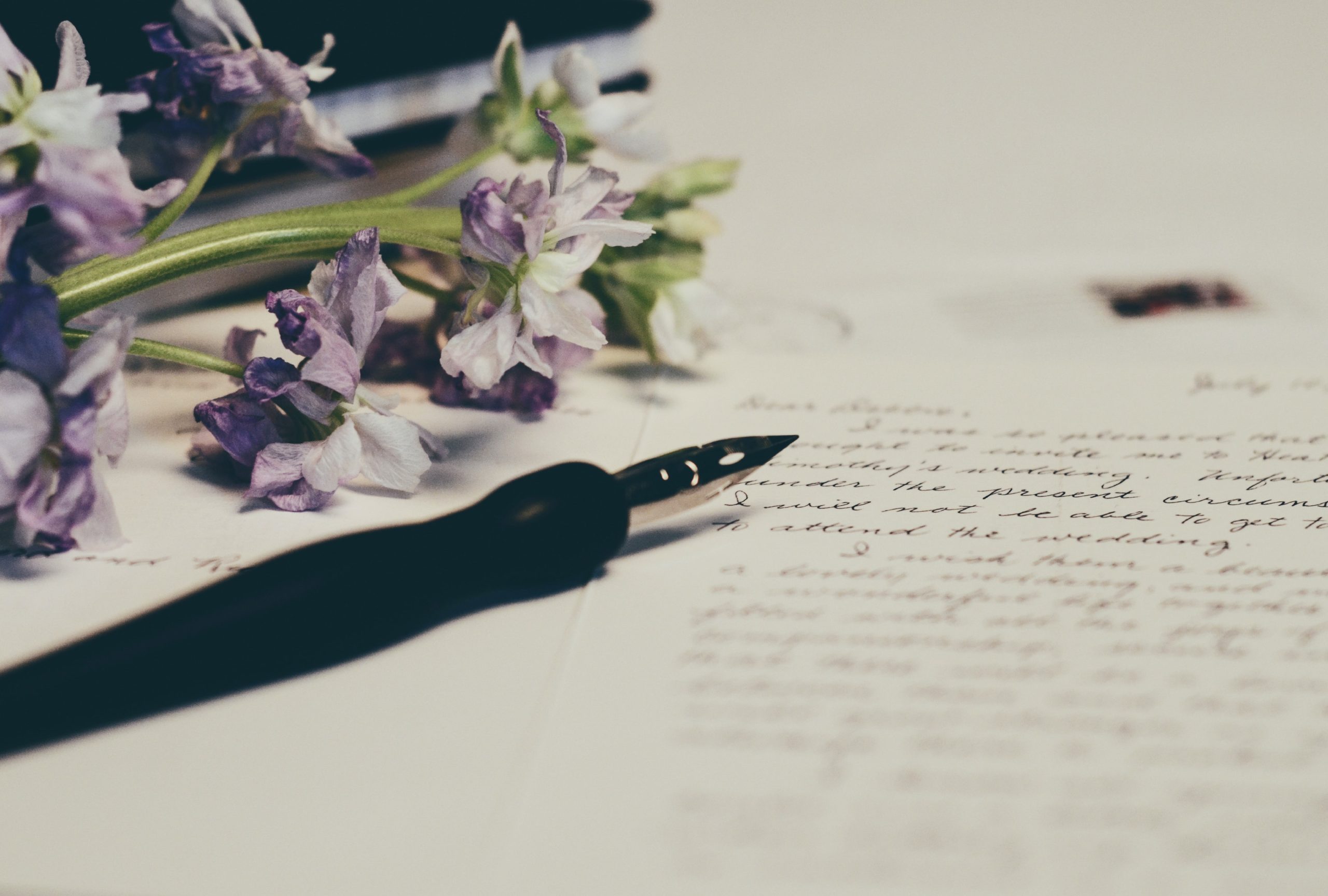 Purple flowers on a letter