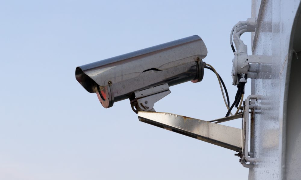 Silver security camera