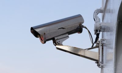 Silver security camera