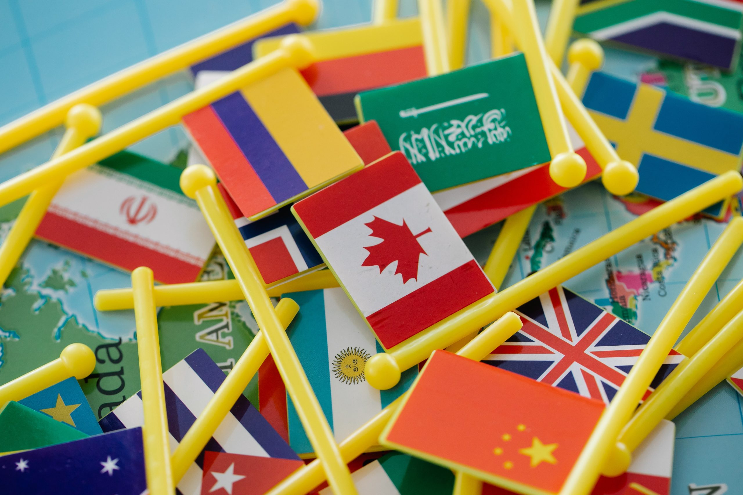 Tiny Toy Flags on Map