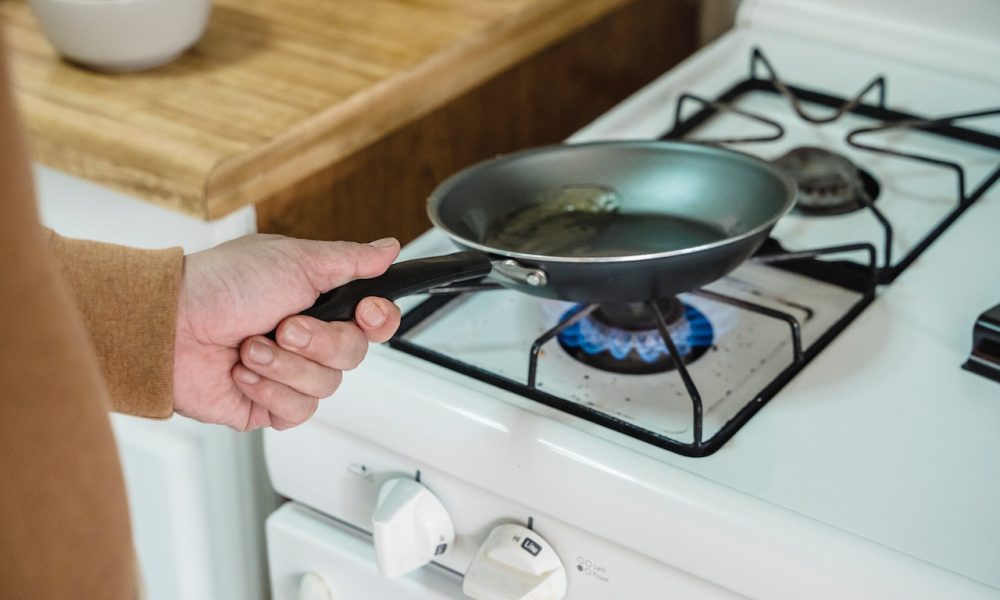 pan with oil on stove top