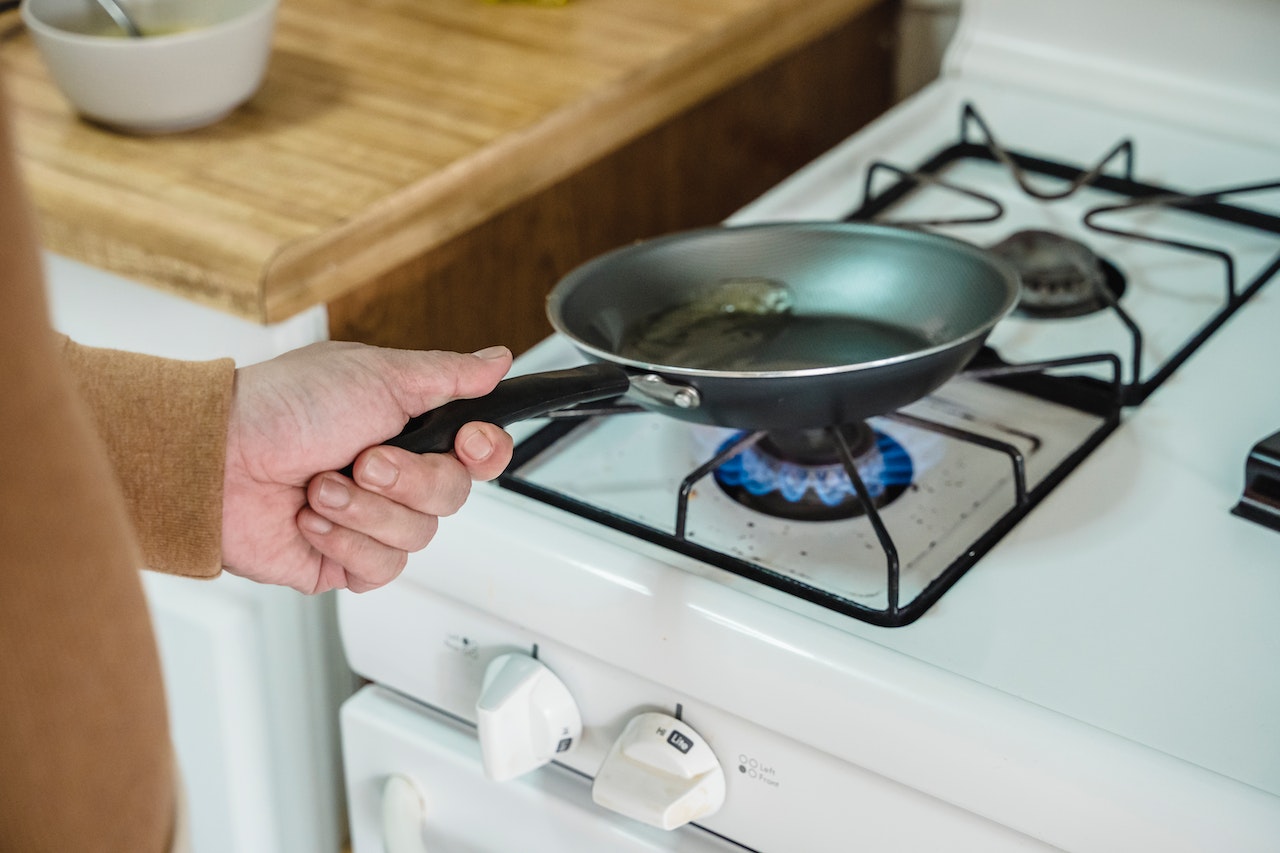 pan with oil on stove top