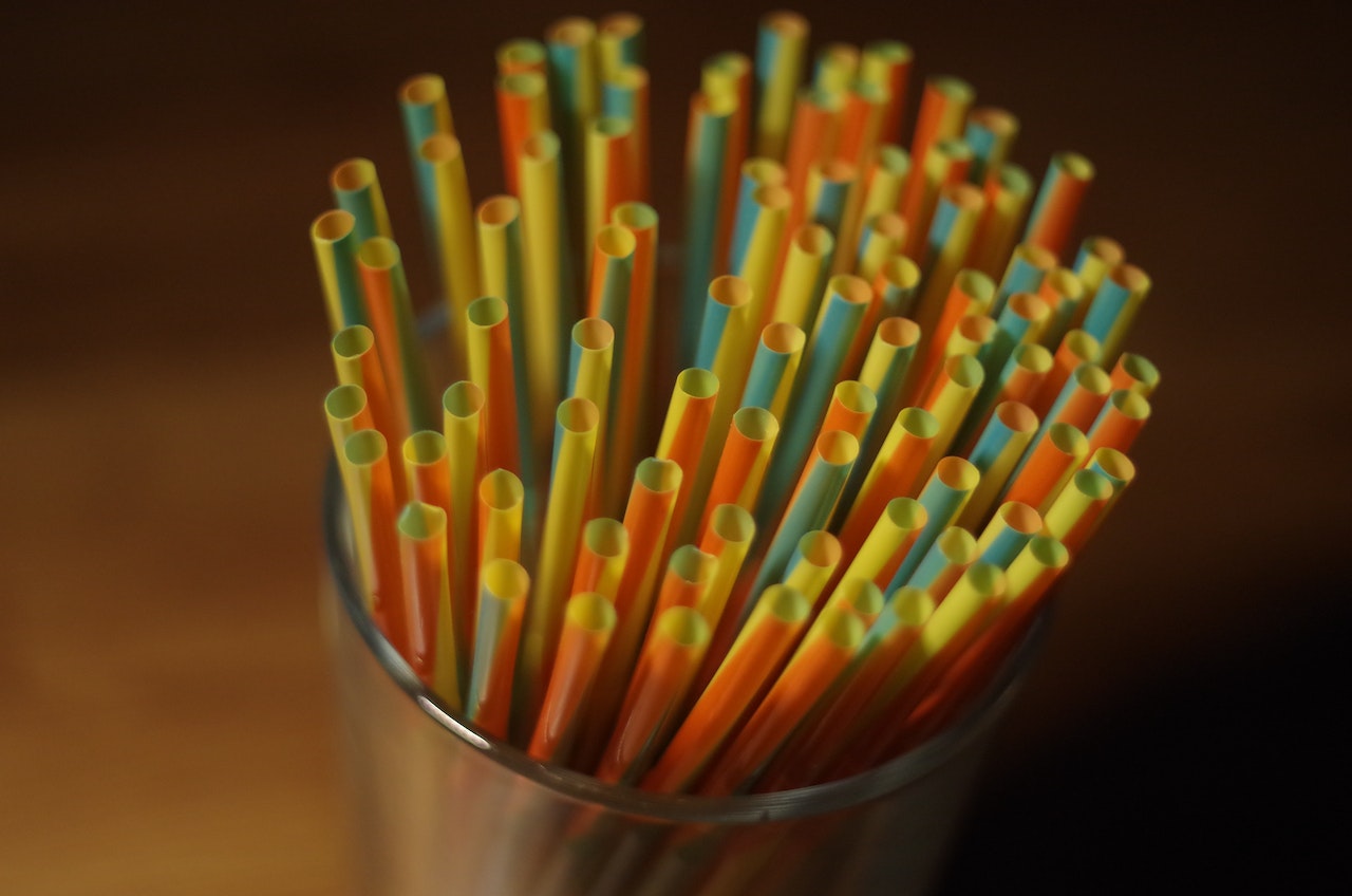 colorful plastic straws