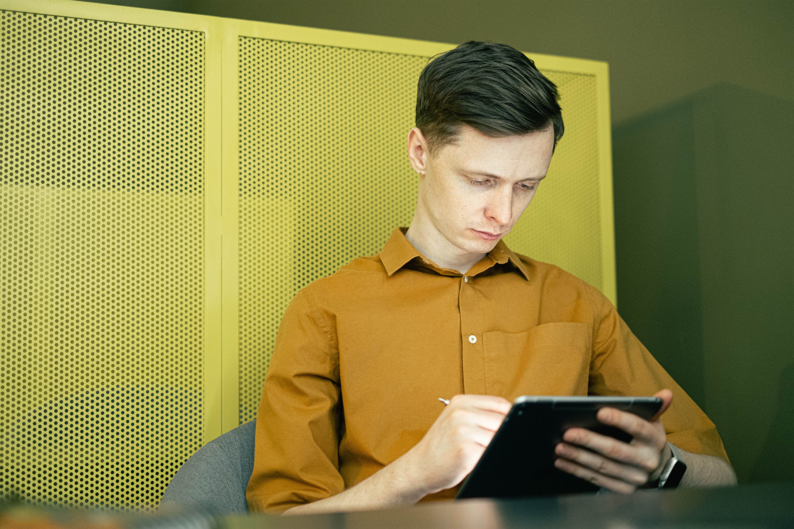 Man Using a Tablet