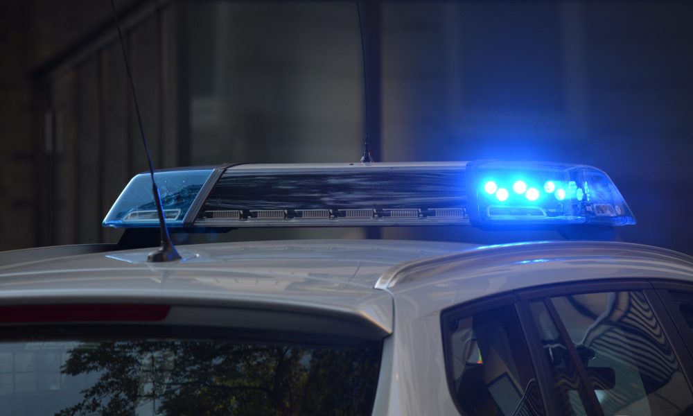 Vehicle Blue Emergency Light Turned on