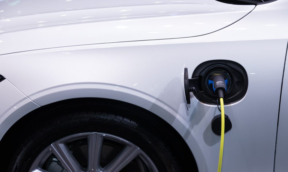 White Car Charging