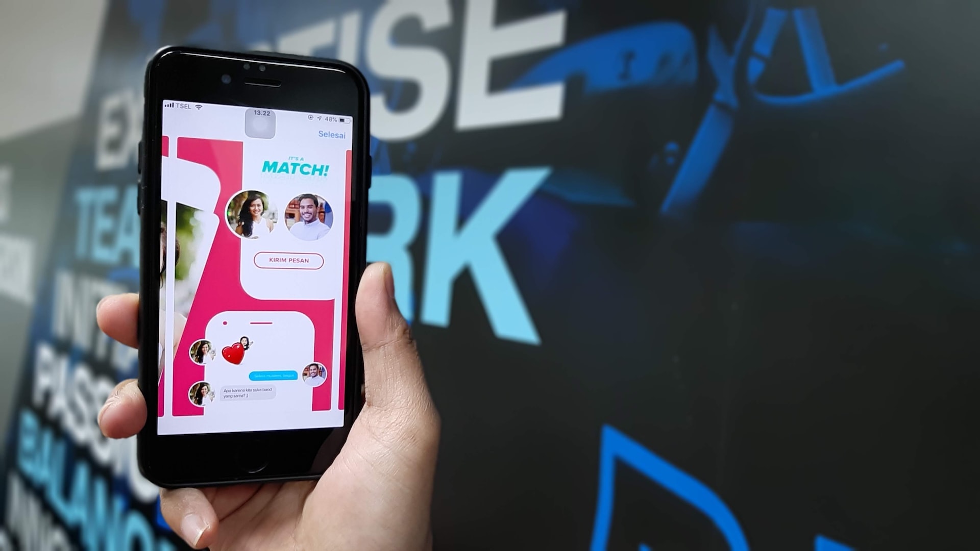 online dating app on phone screen