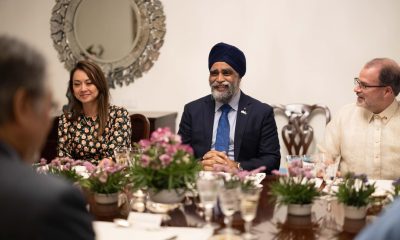 Filipino Canadian Member of the Parliament Rechie Valdez, Canadian Minister of International Development Harjit Sajjan and Canadian Ambassador to the Philippines David Hartman