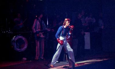 David Bowie performing on stage