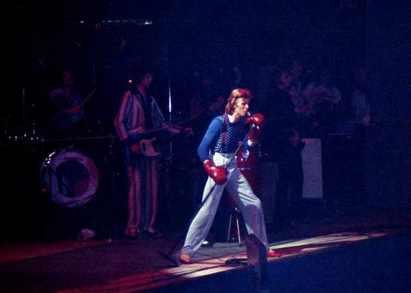 David Bowie performing on stage