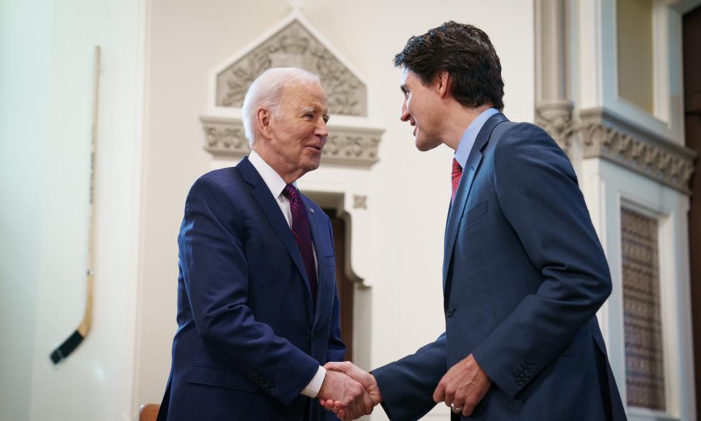 Trudeau and Biden shaking hands