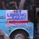 Bus with LIBRENG SAKAY tarpaulin