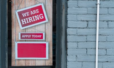 "We are hiring" post on door