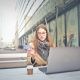 woman holding bank card