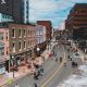 People walking down street in downtown