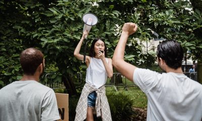 Woman holding Megaphone