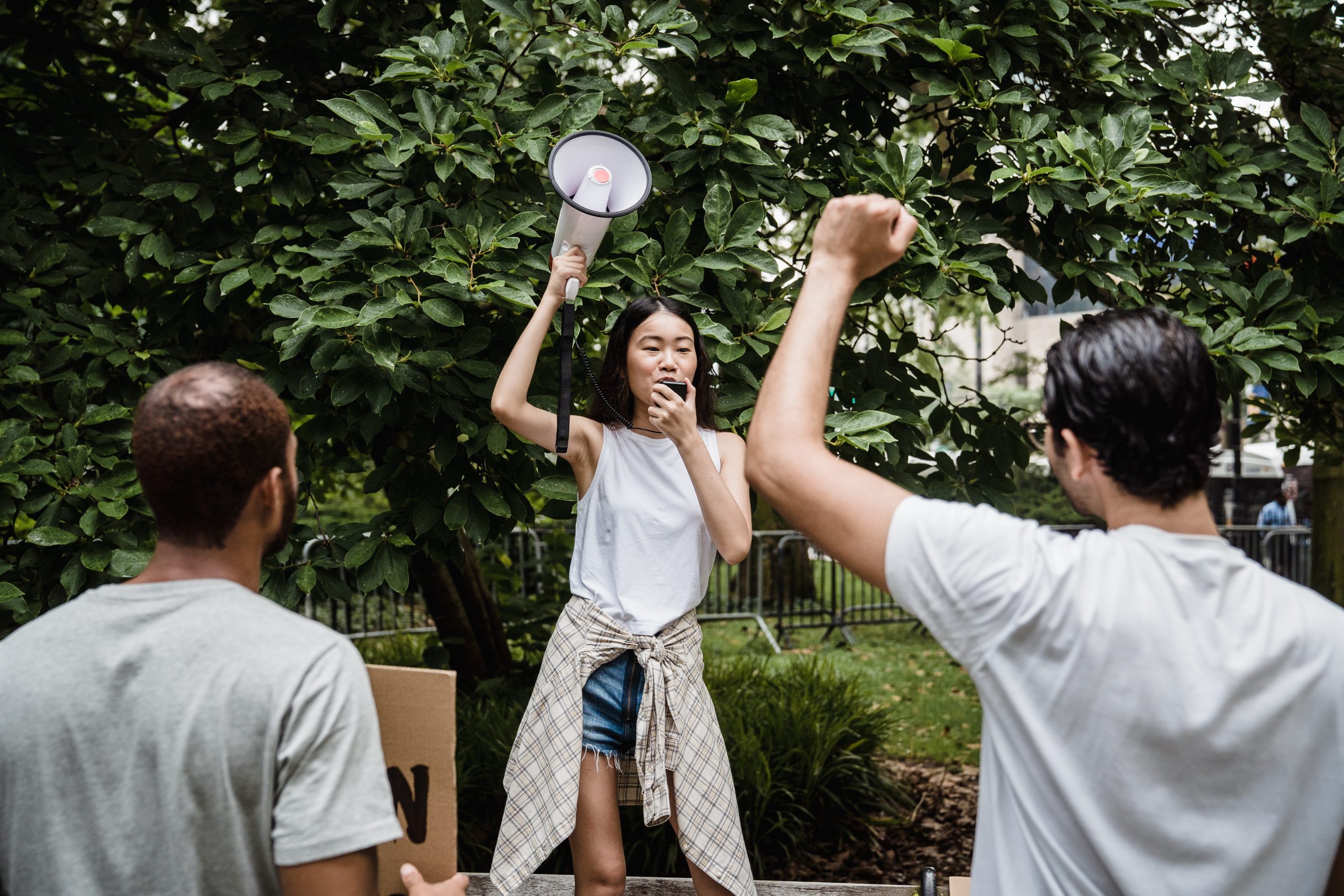 Woman holding Megaphone