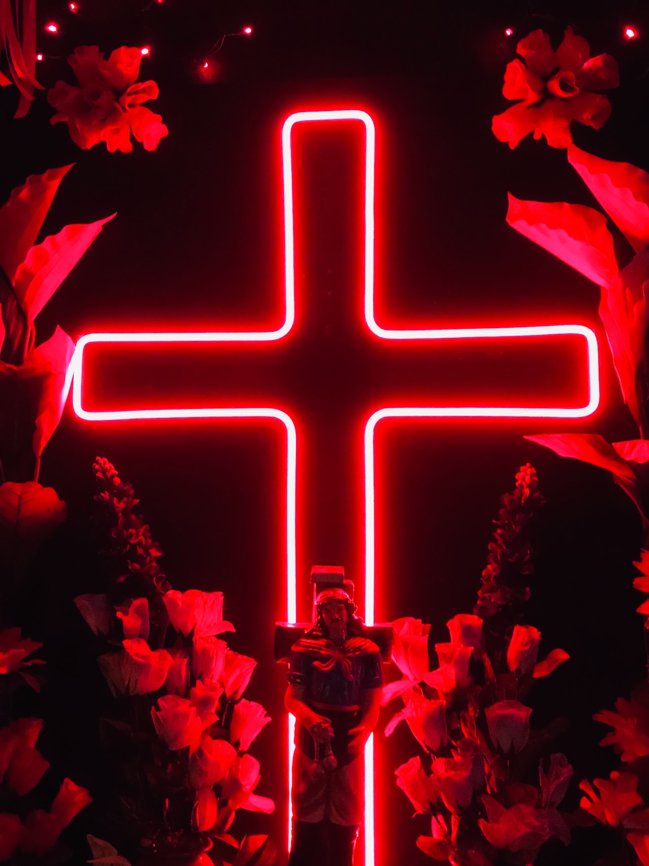 glowing red cross