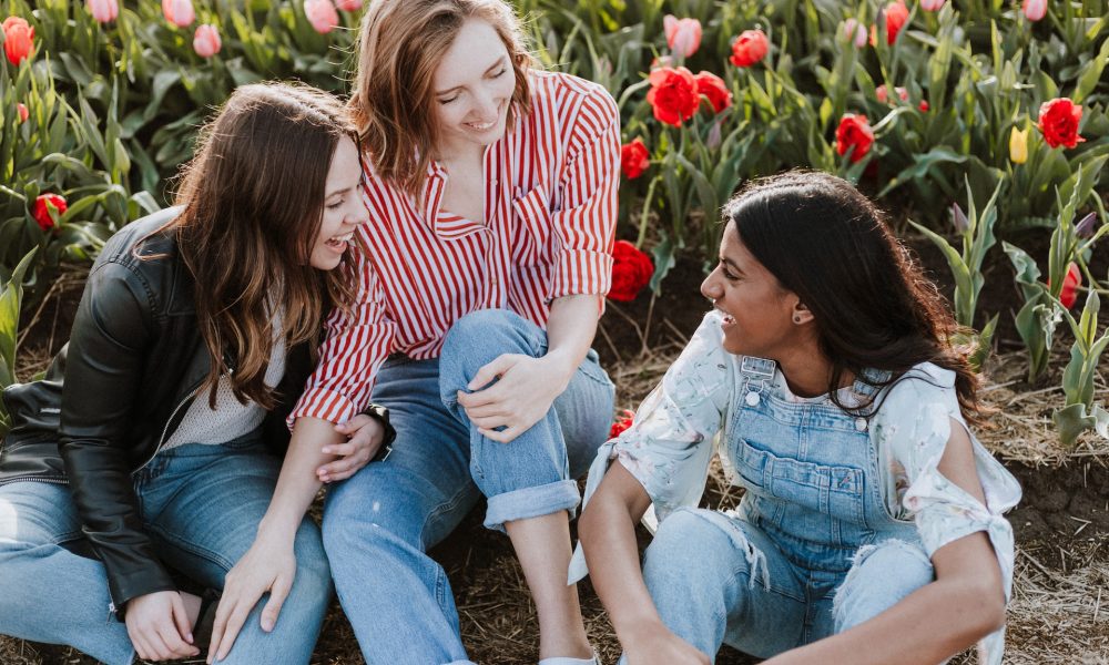 three woman talking