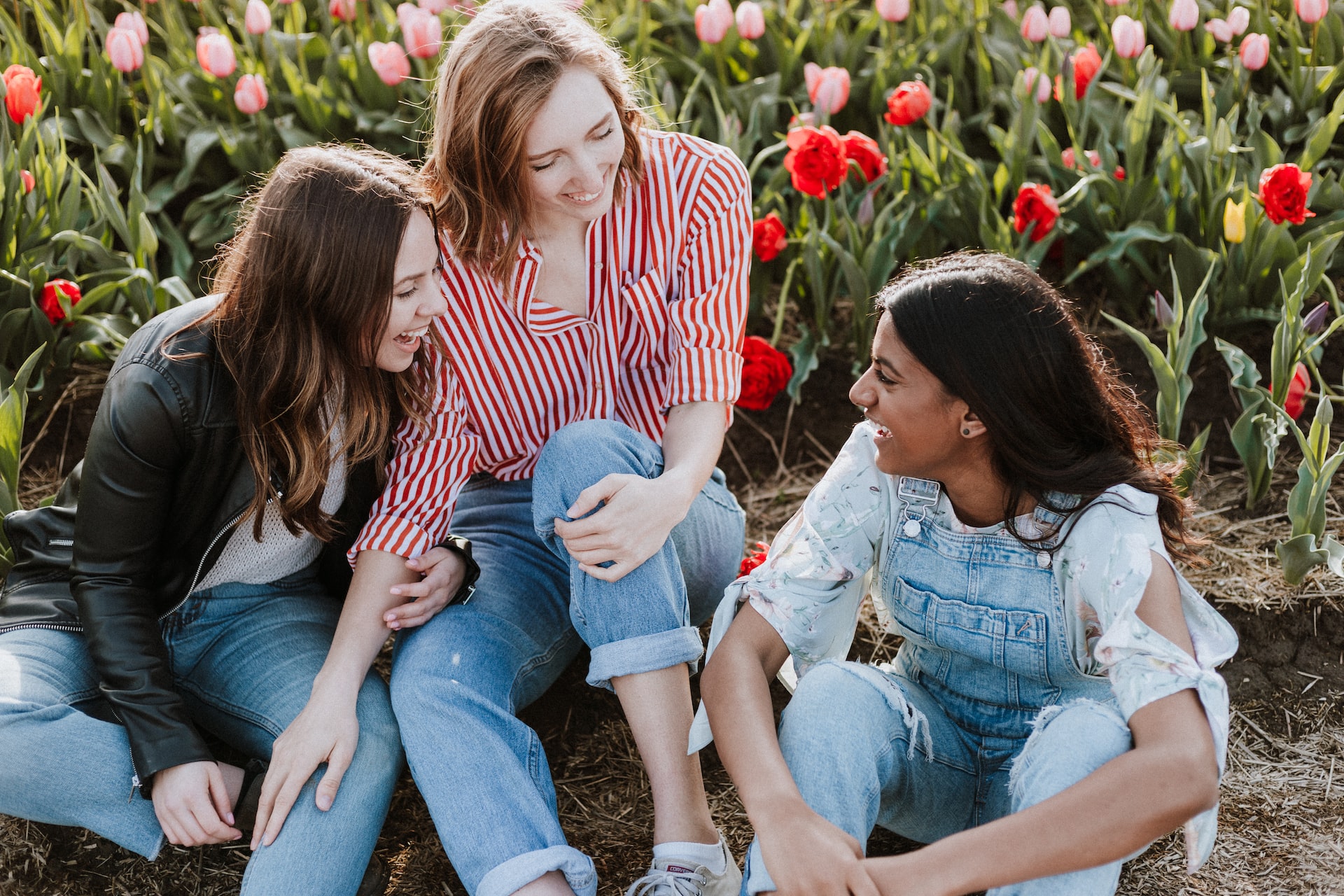 three woman talking