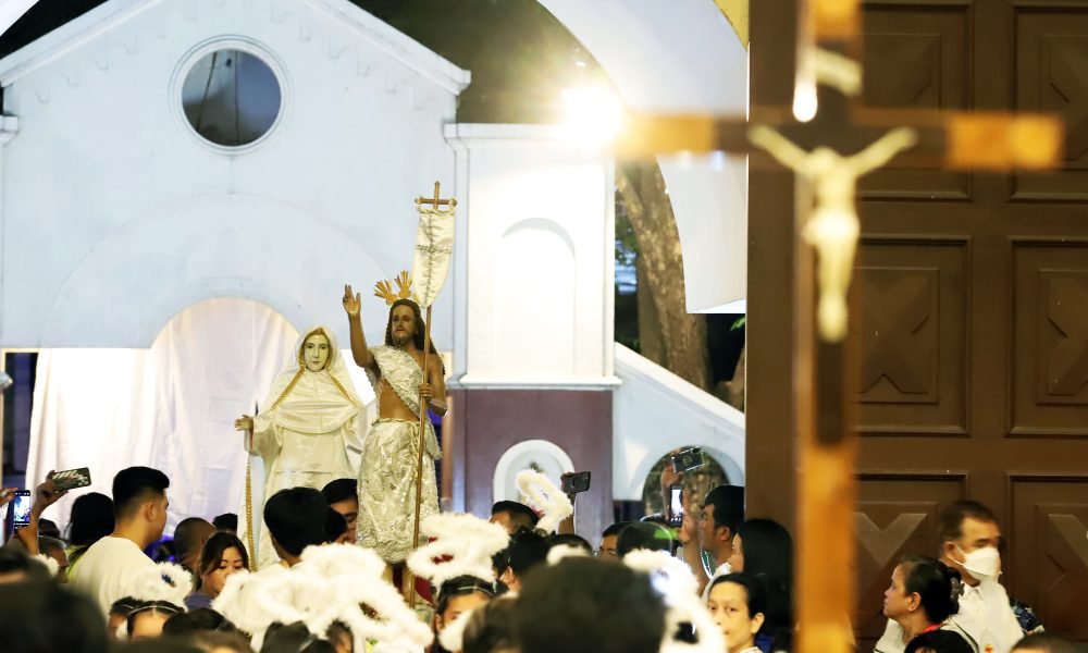 crucifix and image of mary and jesus