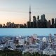 aerial views of Toronto and Montreal skyscrapers