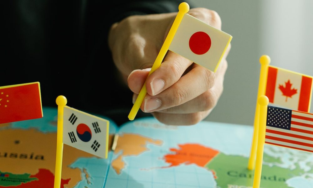 hand holding japan flag