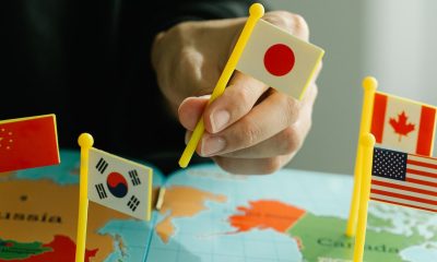 hand holding japan flag