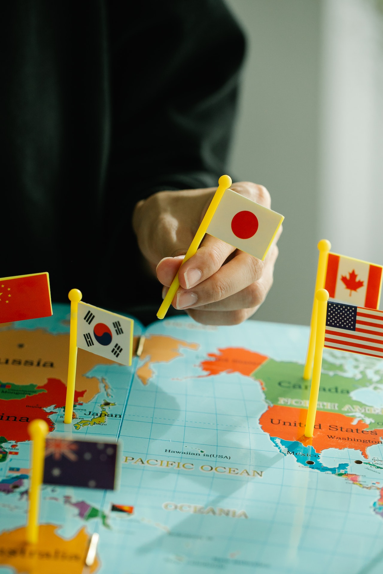 hand holding japan flag