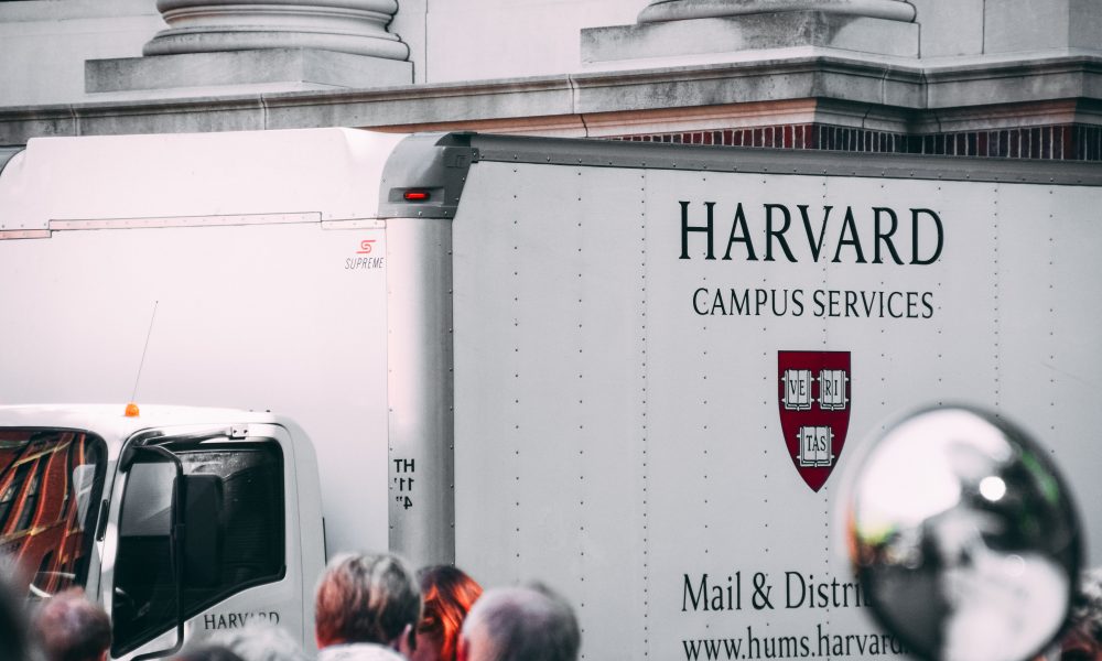 White Harvard Campus Services Truck