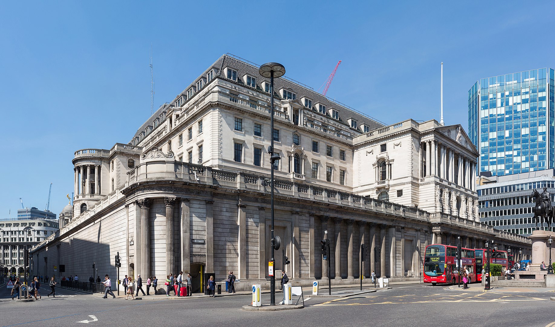 The Bank of England building viewed Lombard Street.