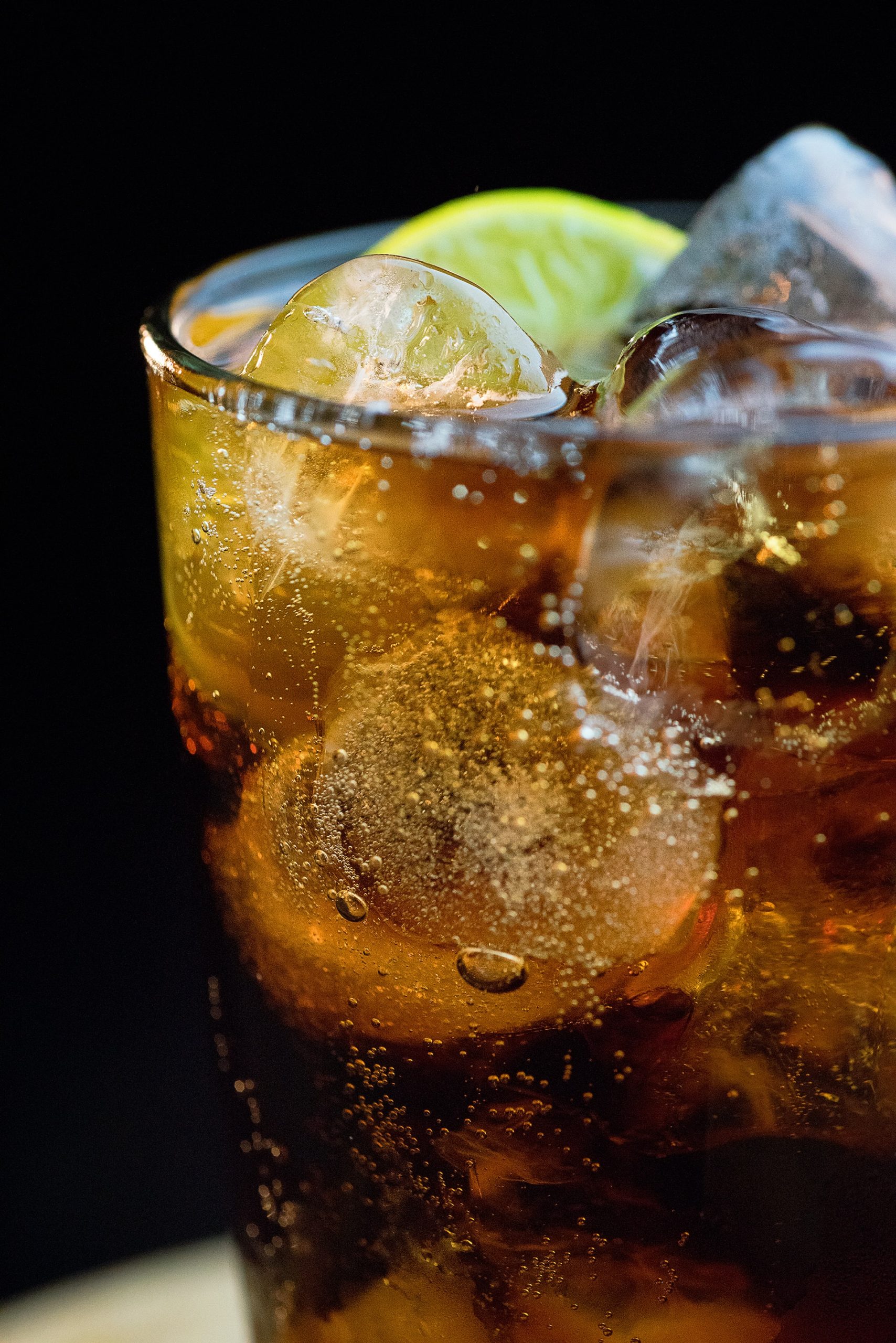 glass of softdrinks with ice