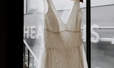 hanging wedding gown