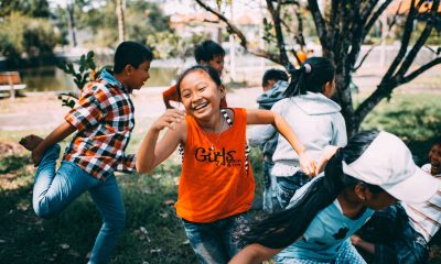 children running and playing