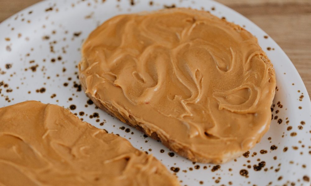 peanut butter on a bread