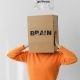 Box with Brain title on head of unrecognizable woman