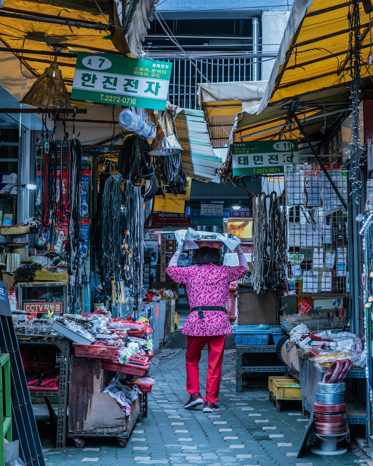 woman walking on alley in South Korea