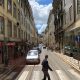 man crossing pedestrian