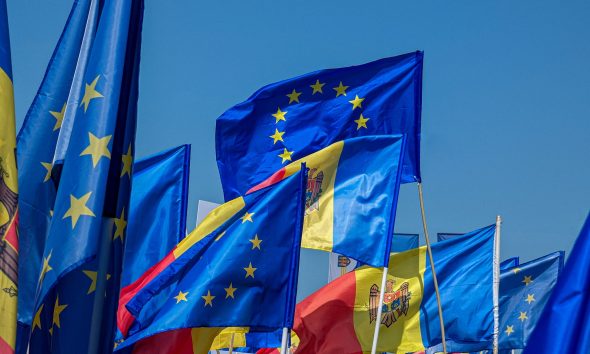 Moldova, EU flags