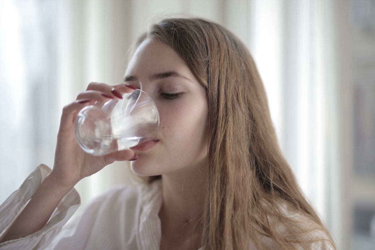 woman drinking water