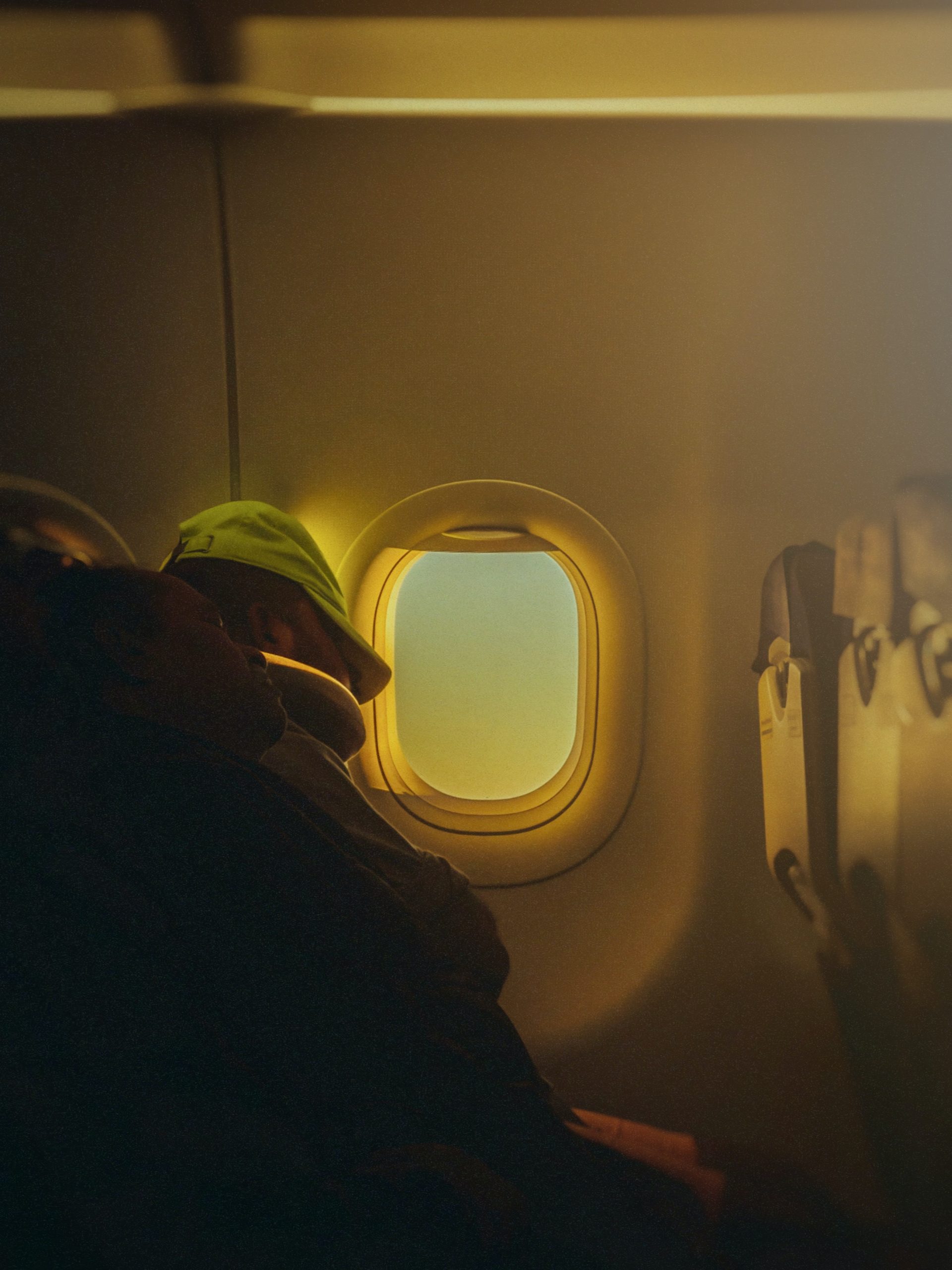People Sleeping Inside an Airplane